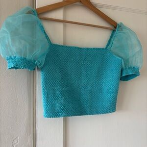 Alice + Olivia Eliana Top Blue Medium